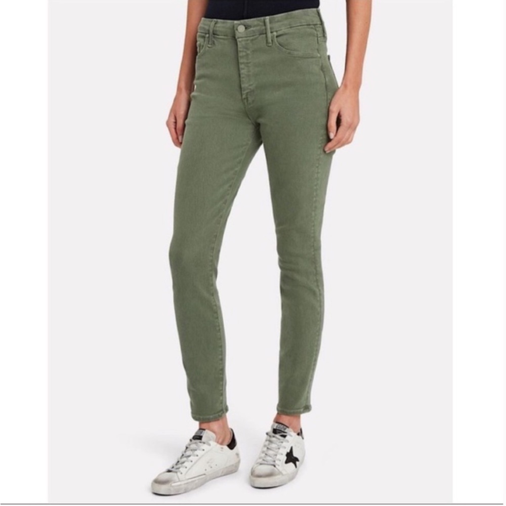 MOTHER The High Waisted Looker Ankle Jeans Second Chance Olive Green 31